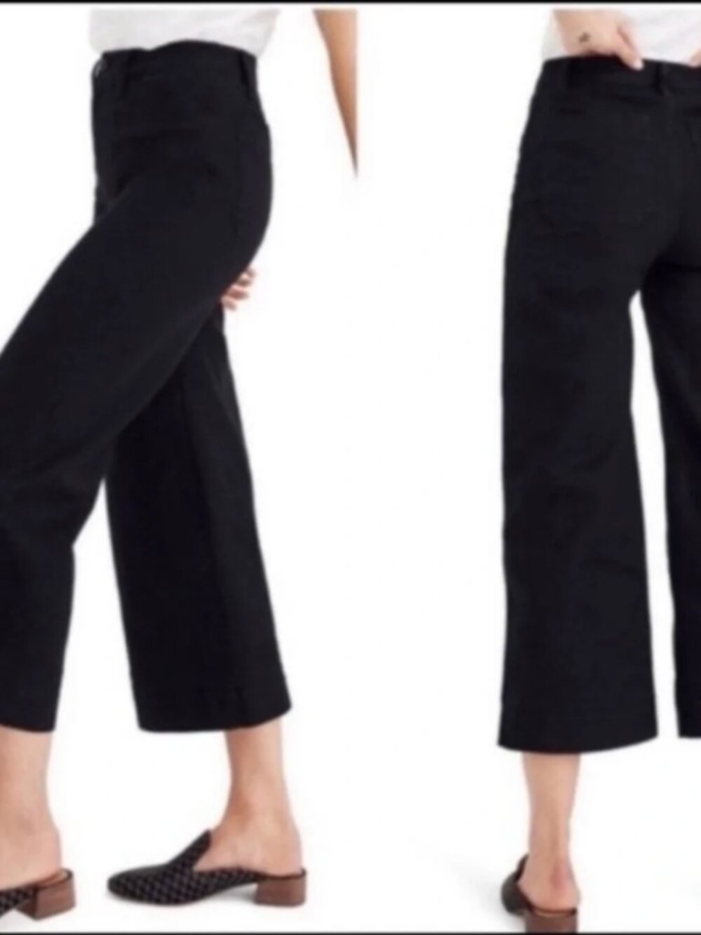 Madewell Emmett Crop Wide Leg Pants Black Size 27 - Picture 2 of 9